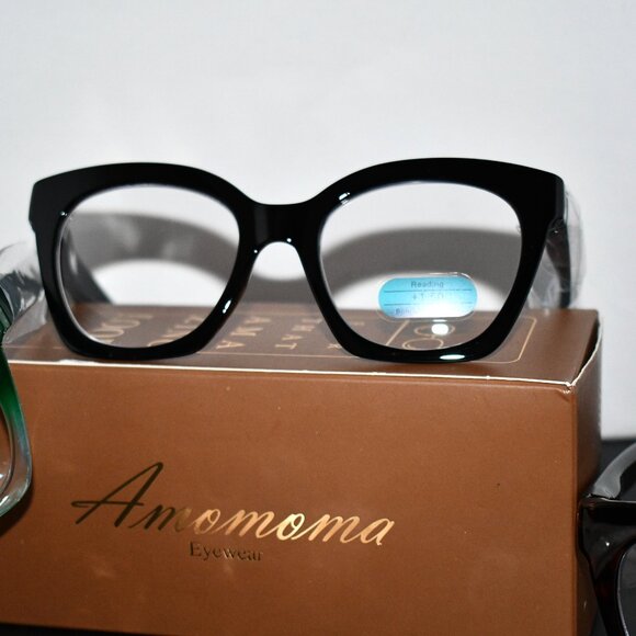 AMOMOMA Trendy Square Reading Glasses,Retro Blue Light Blocking Readers 1.5x NIB - Picture 3 of 5